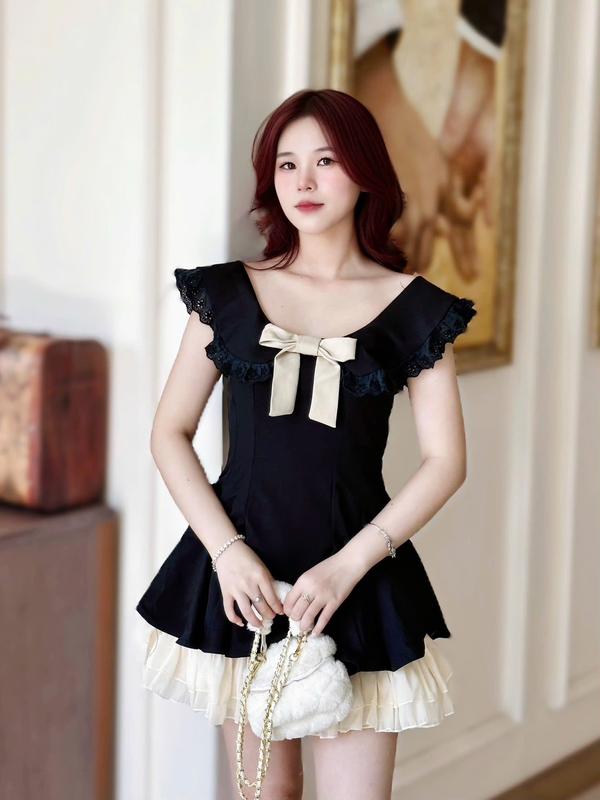 Set áo váy chouchou chaungan cao cấp 2 lớp 2