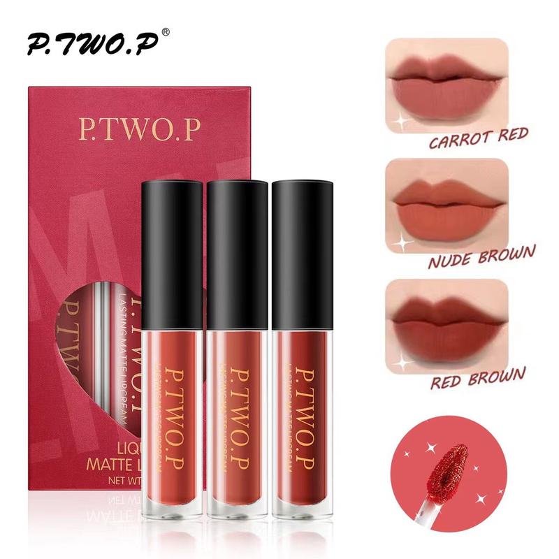 P.TWO.P 3 PCS Matte Lip Tint Set Long Wearing Waterproof Lipstick ...