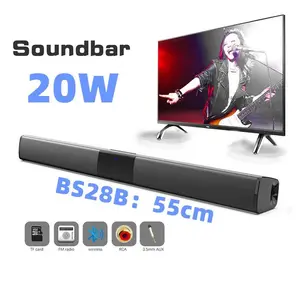 Soundbar Bluetooth 20W dengan Subwoofer Bass 360, Stereo Home Theater TV (Hitam)