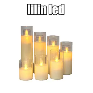Lampu Lilin Elektrik Akrilik BESAR - Sumbu Goyang LED Tanpa Asap Dekorasi Natal & Kamar Tidur