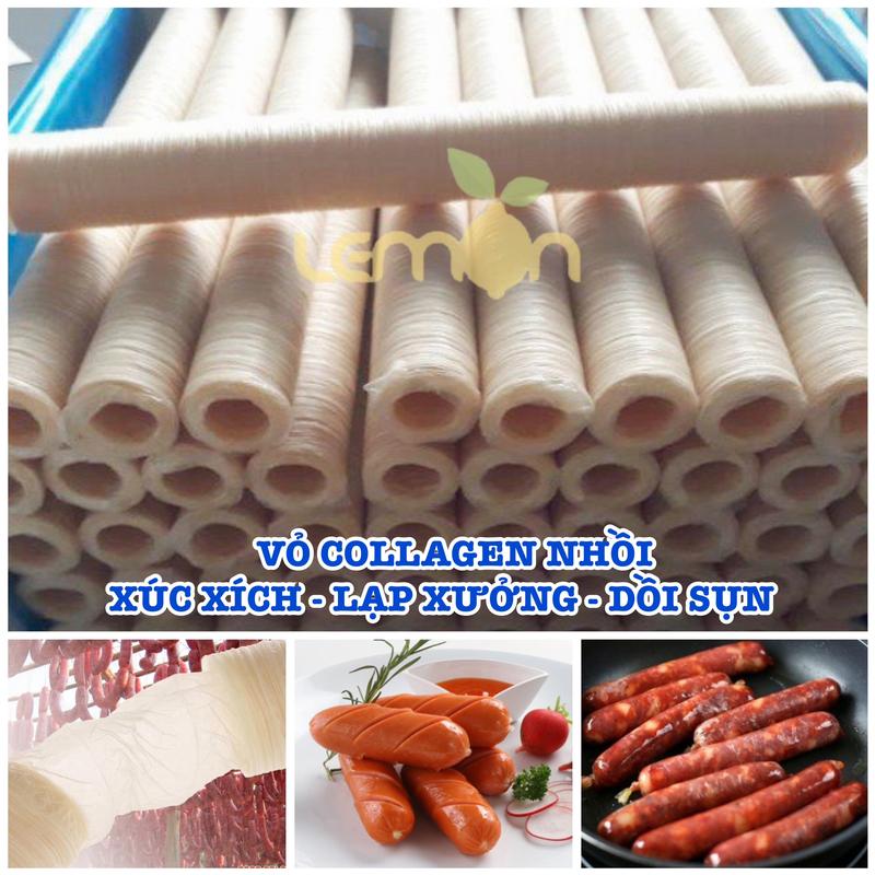 Vỏ collagen làm lạp xưởng xúc xích trứng nướng - Vỏ bọc xúc xích ăn được hàng Đức loại 1 vỏ dài 15,24m