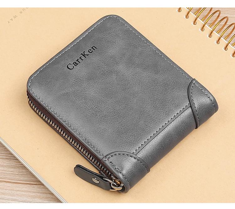 Product Introduction of Dompet kulit dengan zip untuk lelaki, dompet kecil, pemegang kad, Carteira Masculina Couro, dompet, Porte Monnaie, beg wang 19