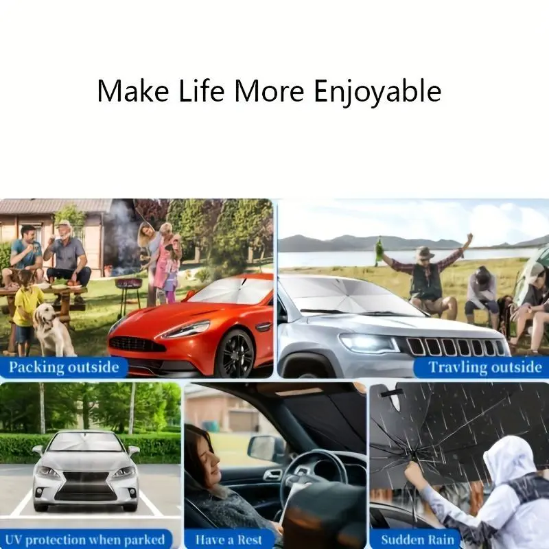 Car Windshield Sunshade Umbrella, Foldable Car Windshield Sunshade, Universal Car Exterior Accessories for Most Vehicles 6