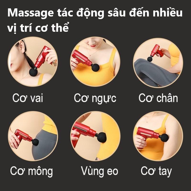 Máy massage cầm tay mini đấm lưng mát xa đau mỏi cổ vai gáy 4 đầu 6 chế độ bảo hành 6 tháng Máy massage cầm tay, trị liệu toàn thân,  Cấp Độ Chuyên Sâu 8