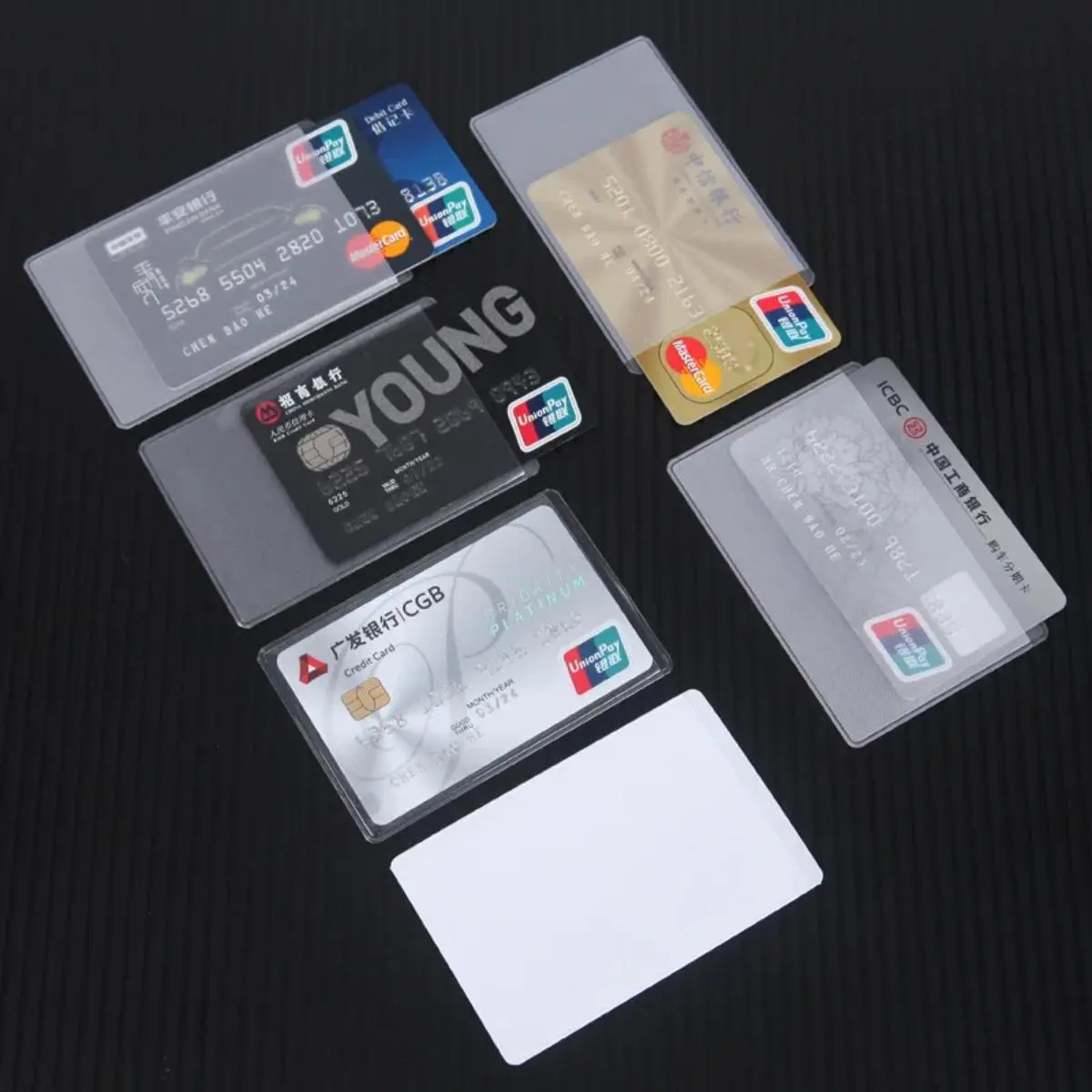 Pemegang kad PVC lutsinar, 10 keping, penutup pelindung, kalis air, Perlindungan kad kredit, ID, Dokumen, Lencana, Sarung Stationery Desk