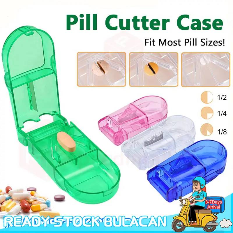 Tablet Pill Splitter Pill Cutter Box Portable Small Medicine Box Pill Holder Organizer Portable Healthcare Aid