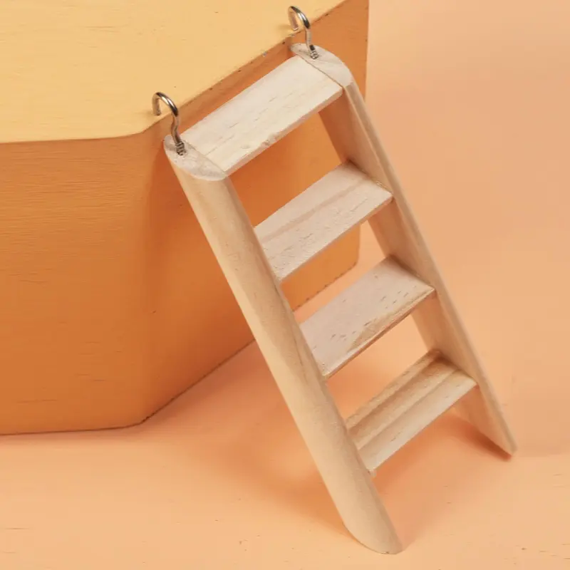 Wooden Hamster Climbing Ladder, 1 Piece Hamster Ladder with Hook, Pet Ladder Toy, Small Pet Supplies, Pet Accessories, Hamster Cage Accessories 2