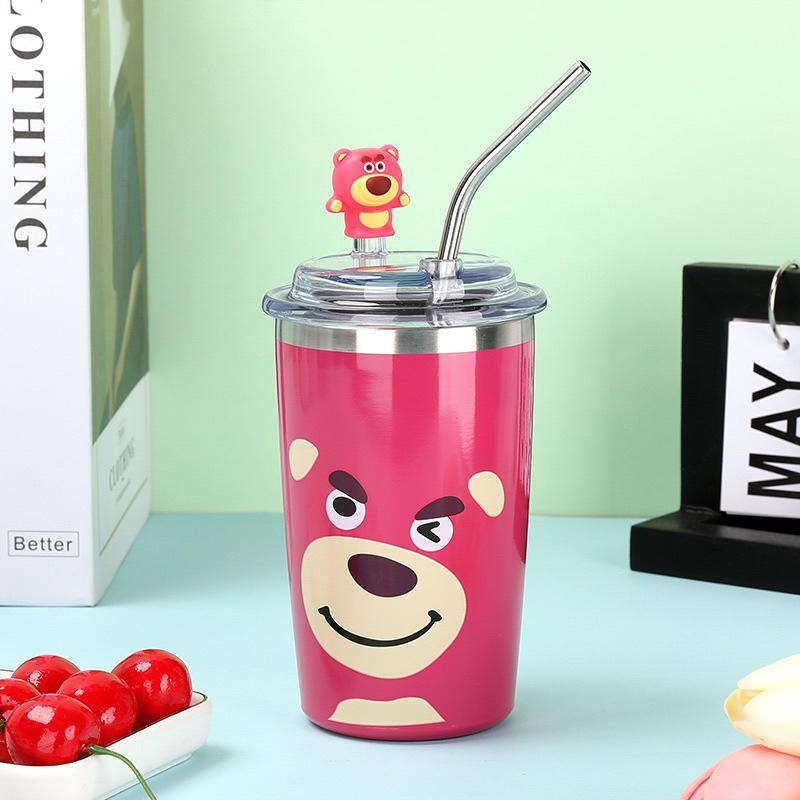 Bình giữ nhiệt gấu dâu (500ml) màu hồng