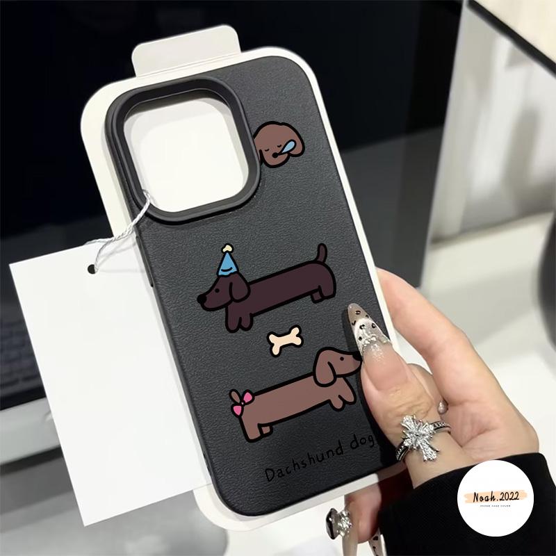 Ốp Lưng Tương Thích Cho iPhone 11 13 16 15 12 14 Pro Max X Xs Max Xr 14 15 Plus 16Pro 13Pro 15Pro 14Pro 12Pro 11Pro Max Hoạt Hình Dễ Thương Chó Con Dachshund Mềm Mại Sang Trọng Bao Da Điện Thoại 5