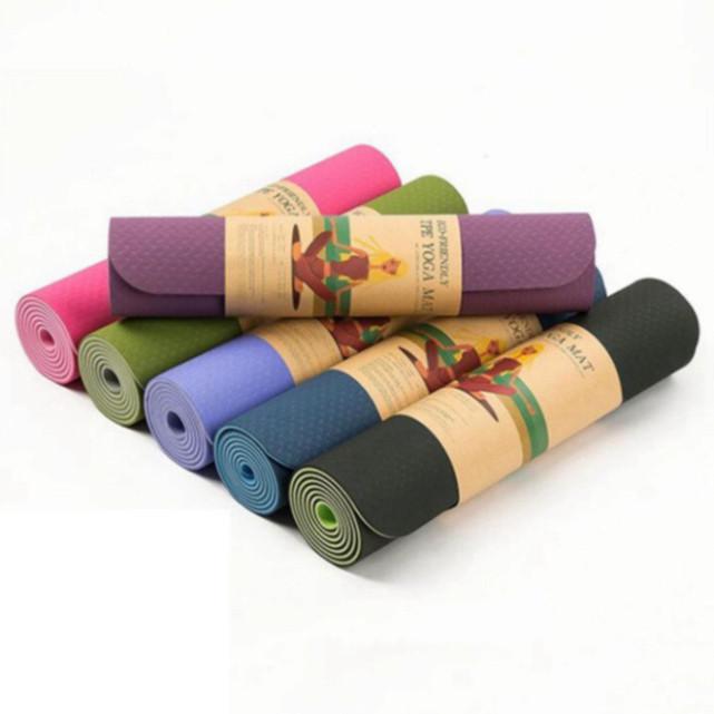 Thảm tập yoga, thảm tập gym TPE 6mm và 8mm 2 lớp cao cấp chống trơn trượt HGHOME