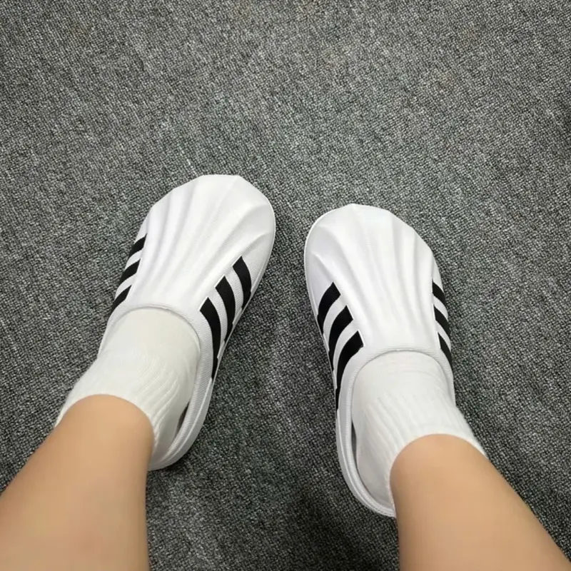 [Full Box] Dép Sục Đúc Adi nâng đế bản mới 2024, Đế bằng cao su cho nam và nữ 3 sọc Slipper DéP 2