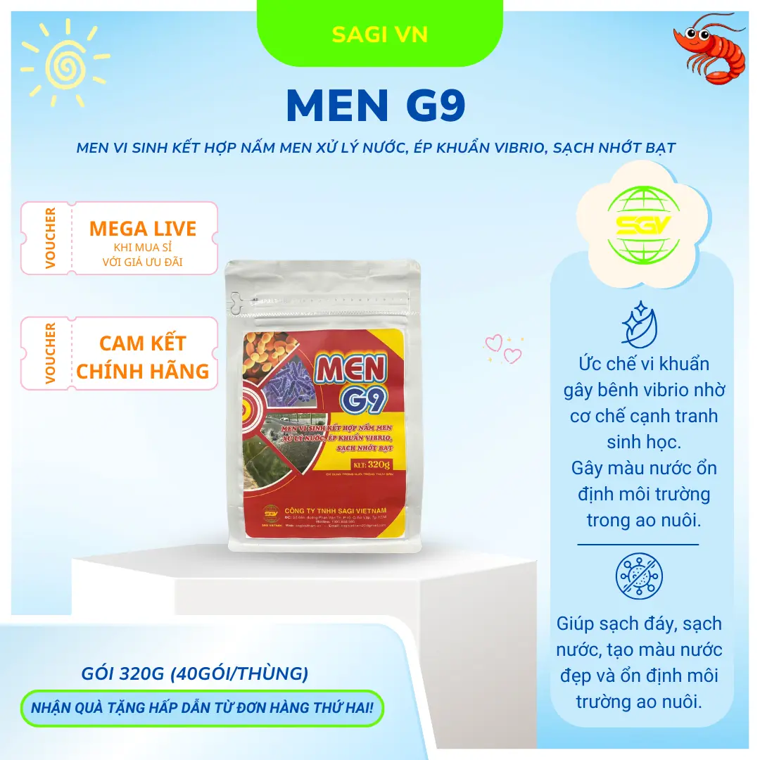 SAGI - MEN G9 (Men Ép khuẩn Vibrio) - Gói 320g
