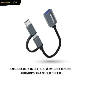 Hippo OTG DD-01 2in1 USB-A To Micro / USB-C Braided