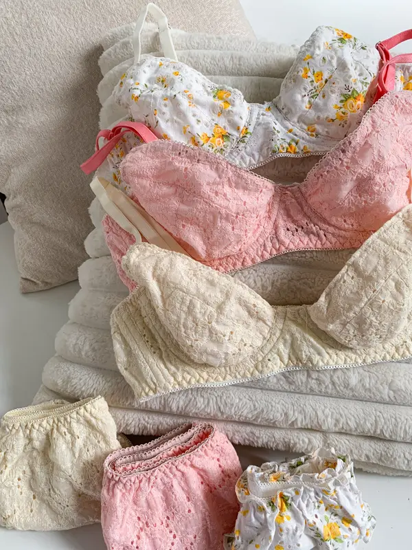G09 FLADIE SET Đồ Lót Có Gọng LEPONLEP Cotton Hoạ Tiết Xinh Xắn 3