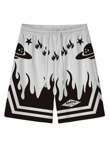 Men's Fire Print   Sports Shorts, Breathable Quick Drying Shorts for Outdoor Sports, Casual Sporty Shorts for Summer
