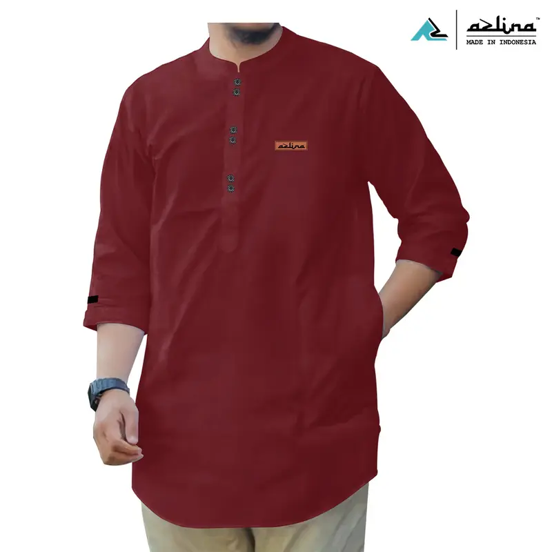 Baju koko kurta Atasan Pria Modern model polos kurtah Pakistan Bahan Katun Madinah warna lengkap terlaris best quality baju Muslim pria Tangan  3/4 3