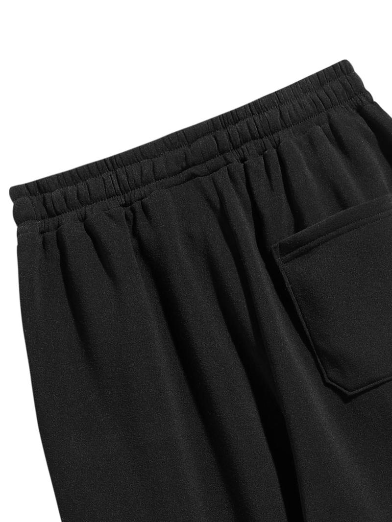 Product Introduction of Men's Solid Thermal Lined Drawstring Waist Pants, Casual Comfy Regular Fit Straight Leg Trousers for Fall & Winter, Men's Bottoms for Daily Wear 3