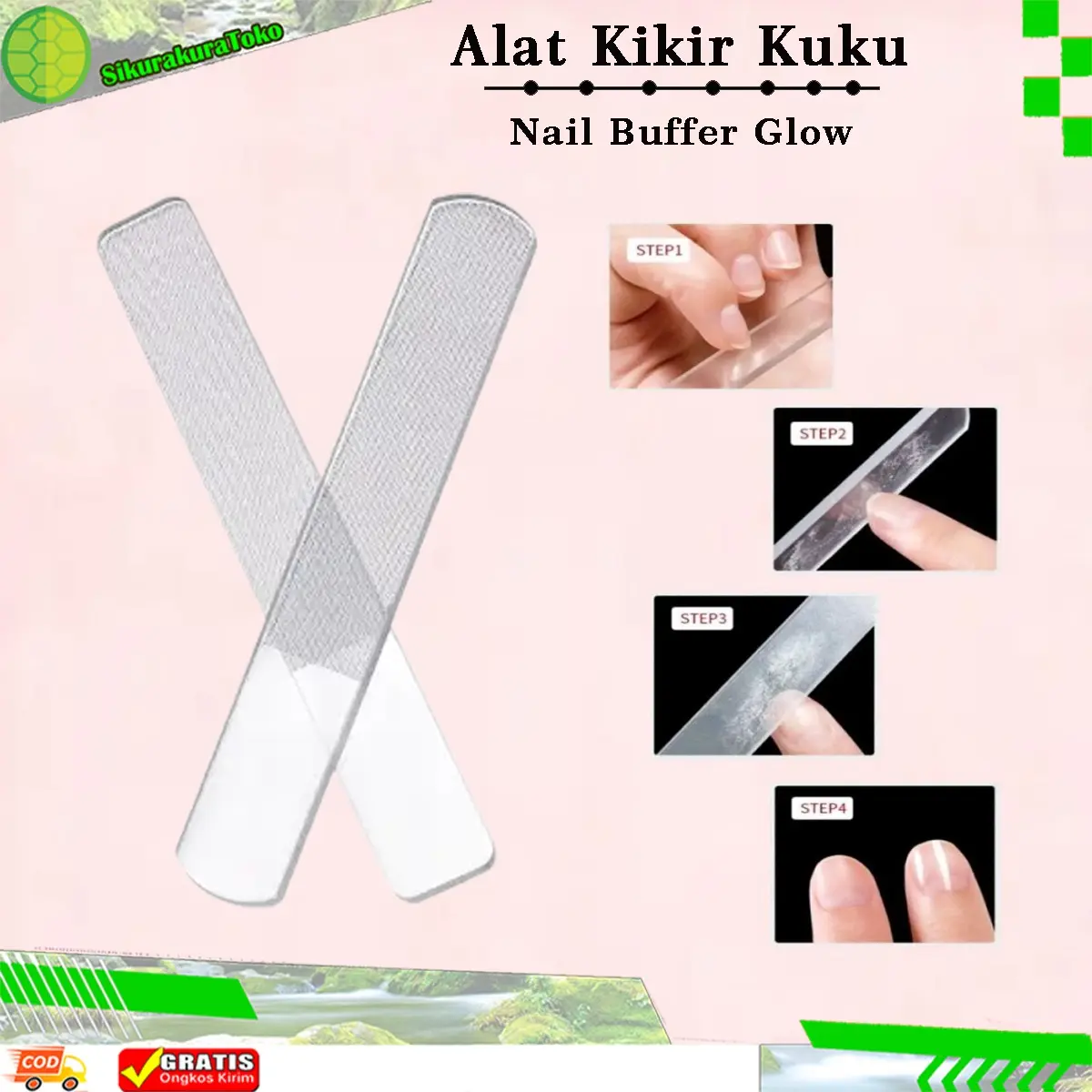 Alat Kikir Kuku Kilap Free Box Nail Buffer Glow Asahan Pengkilap Manicure Bening Nano Glass POLISHER