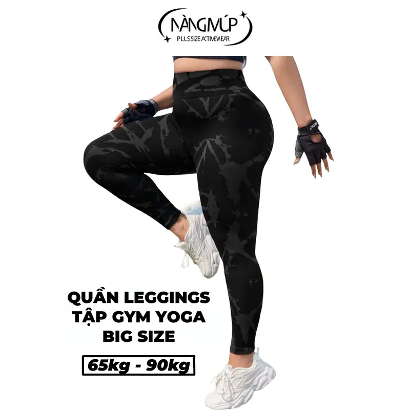 Quần legging dài tập gym yoga big size Nàng Múp quần tập thể thao lưng cao che bụng bigsize 70kg 75kg 80kg 85kg 90kg 0