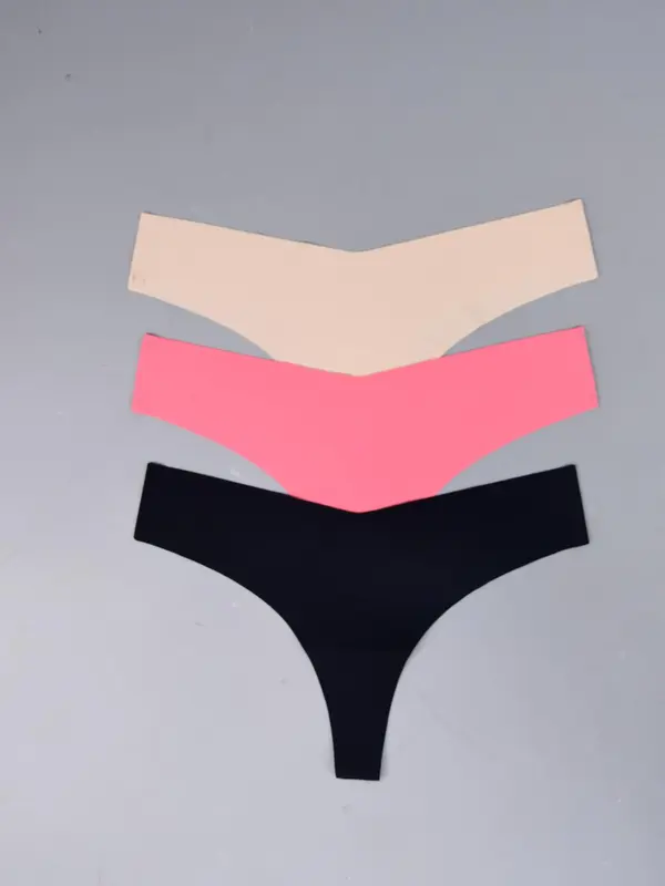 Women's Solid Color Thong, Breathable Comfortable Panty for Daily Wear, Women's Underwear for All Seasons 2