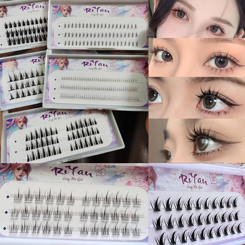  Lông Mi Giả RiYan Tách Sợi Trang Điểm Tự Nhiên Anime Nhiều Mẫu Kèm Keo Nhíp Mỹ Phẩm 