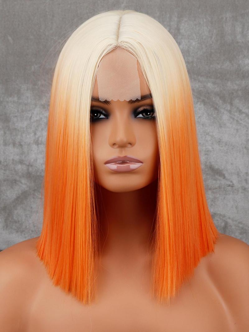 Product Introduction of Women's 14 Inch Short Stright Bob Wig without Bangs, Mixed Color Wigs for Daily, Cosplay, Anime or Costume Party, Striking Natural Fluffy Hair Wigs without Bangs for Daily & Party Hairstyle Decoration 5