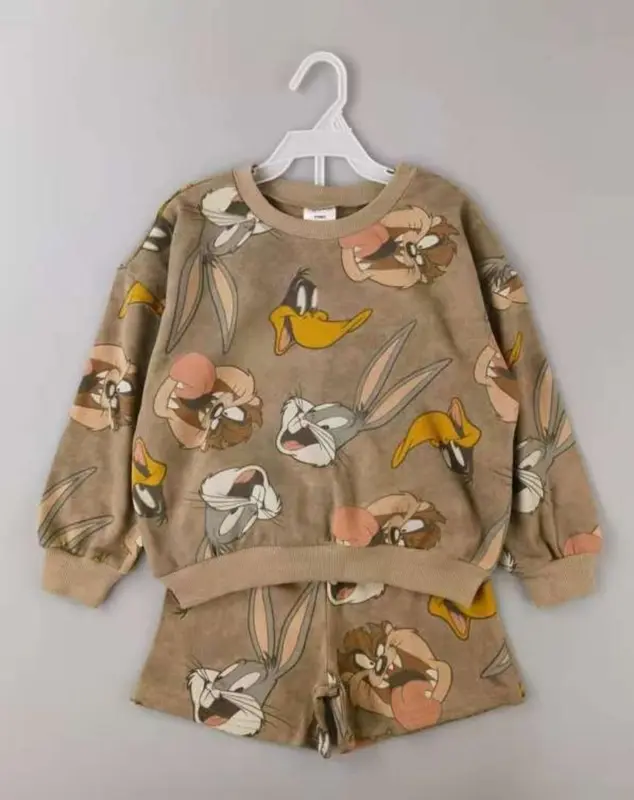 Clay Kids - Setelan sweater lengan panjang celana pendek unisex import 2