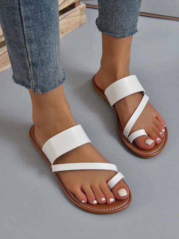 Women's Fashionable Plain Color Flat Sandals, 1 Pair Toe Thong Flat Slippers, Casual Versatile Summer Sandals, Trendy All-match Sandals for Beach Vacation 3