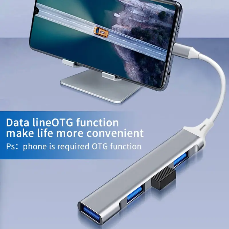 LEVINO USB HUB Type C / USB A Hub High Speed USB 3.0 Adapter to 4 Port Multi Splitter USB 3.0 Hub Otg Splitter For PC/Android/IOS 3