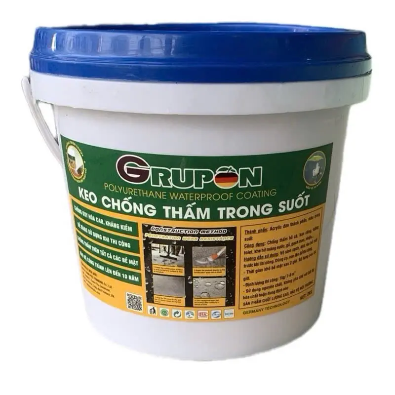 Keo chống thấm trong suốt GRUPON 2Kg - Acrylic đơn thành phần, màu trong suốt