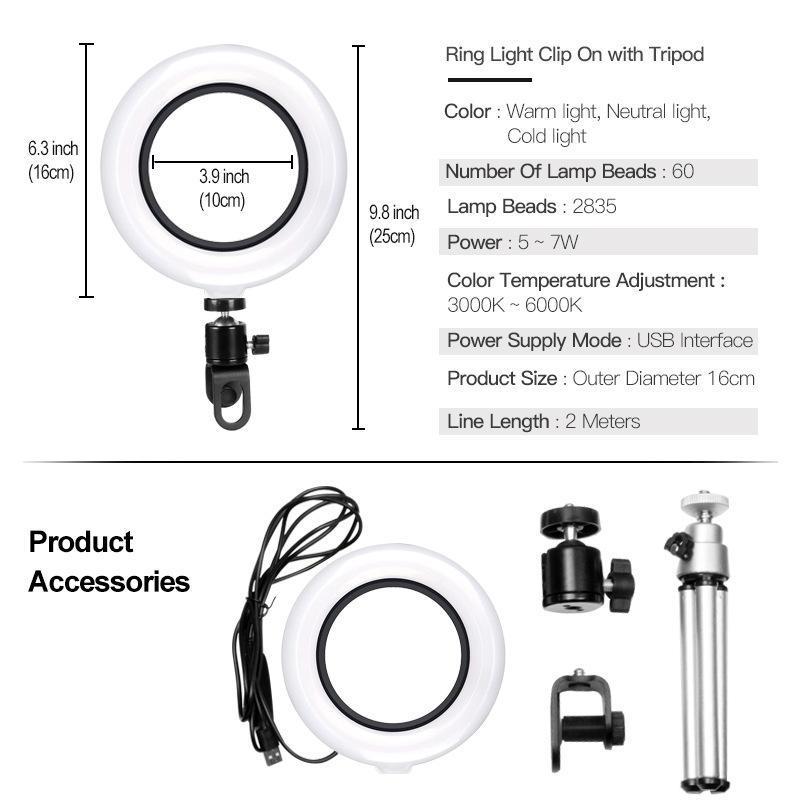 Product Introduction of 6.3 Inch LED Ring Fill Light with Tripod Stand & Phone Holder, Dimmable Phone Holder for Photography, Selfie, Vlog, Makeup, Live Streaming 1