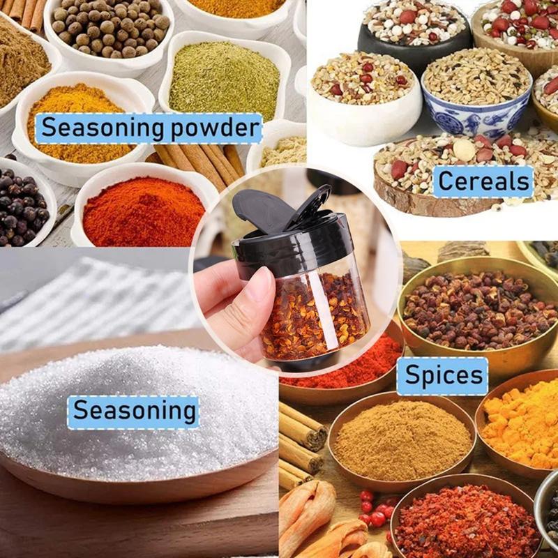 New Arrival 100ML-300ML Clear Plastic Spice Jar Double Flip Cover Design Kitchen Seasoning Containers Spice Powders Seasoning Box 5