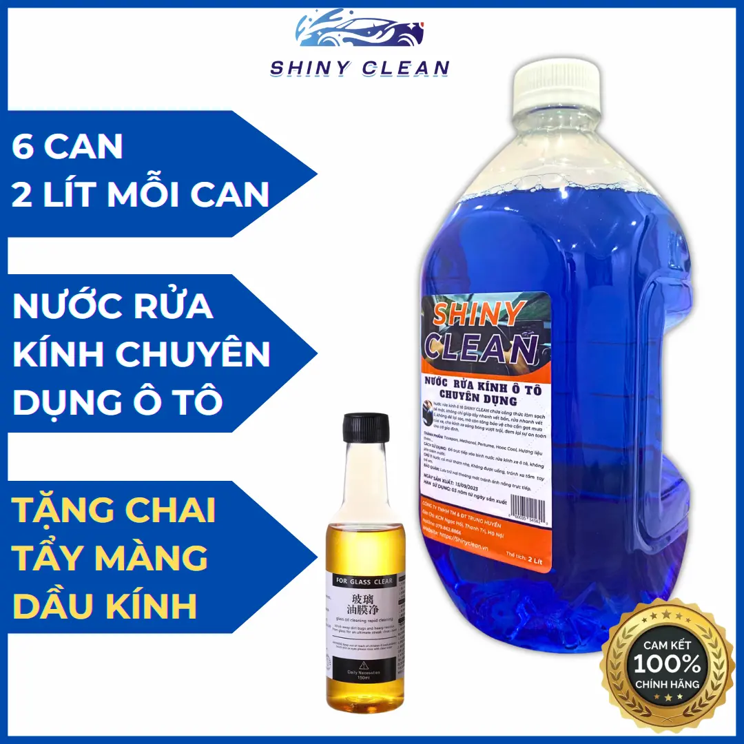 [TẶNG CHAI TẨY Ố KÍNH] Thùng 6 Can Nước Rửa Kính Chuyên Dụng Dành Cho Ô Tô SHINY CLEAN Chính Hãng, Đổ Trực Tiếp (Không Pha), Phù Hợp Với Mọi Dòng Xe nuoc ruakinh shinyclean