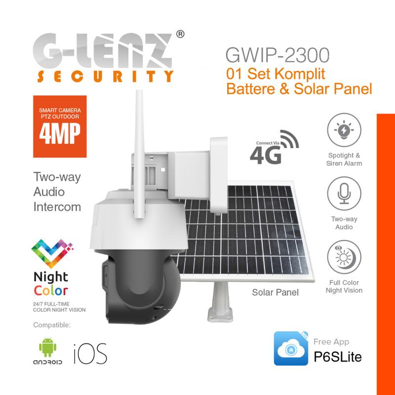 GLENZ CCTV SIMCARD 4G OUTDOOR 4MP ( GWIP-2300 ) KOMPLIT BATTER & SOLAR PANEL 2