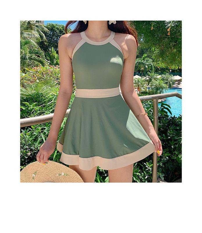 Product Introduction of New One Piece Skirt Ladies Style One Piece Swimsuit Women's Small Fresh Backless Strap Conservative Slim Bikini 18