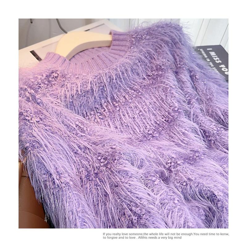 Product Introduction of Áo Chui Đầu Lông Chồn, Nhẹ Nhàng, Dành Cho Phụ Nữ, Hàng Mới Về 2024, Dày Dặn, Sợi Pha Lê Cao Cấp Áo Len Dệt Kim Nhung dẻo Mềm 5