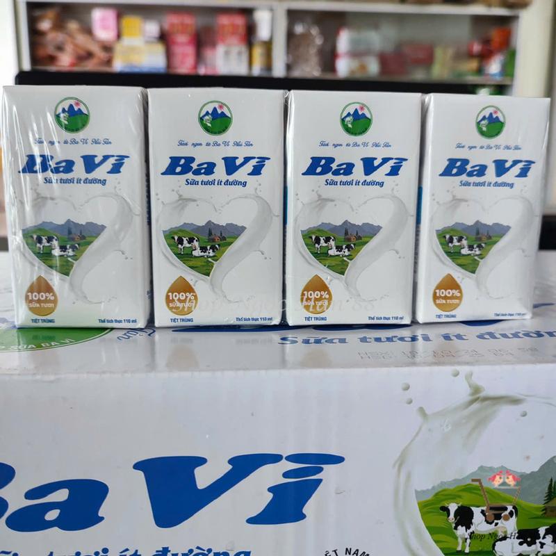 Thùng 48 hộp Sữa tươi tiệt trùng Ba Vì Có đường/ít đường 110ml/hộp 3