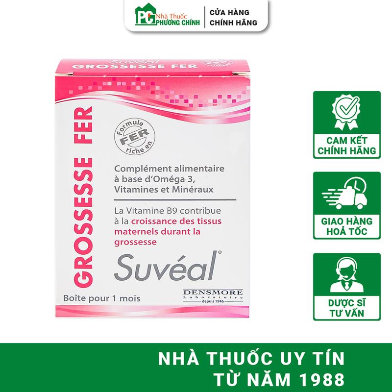Vitamin Tổng Hợp Cho Bà Bầu Suveal Grossesse Fer - Bổ Sung Omega 3, DHA, Acid Folic, Sắt (Hộp 30 Viên)