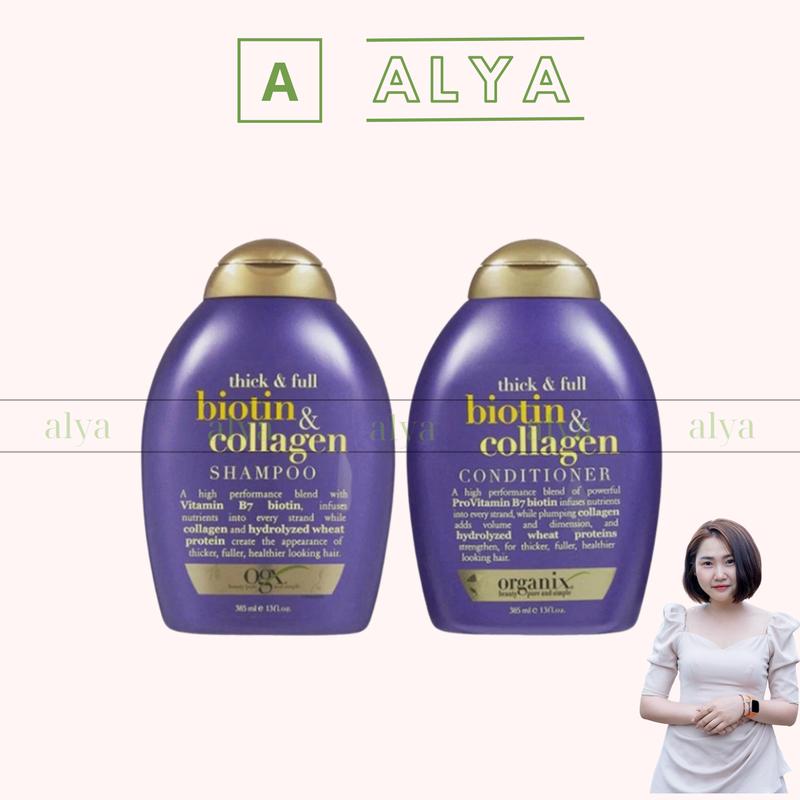 Cặp Dầu Gội Xả Biotin Collagen OGX Thick & Full Nuôi Dưỡng và Nhanh Mọc Tocs