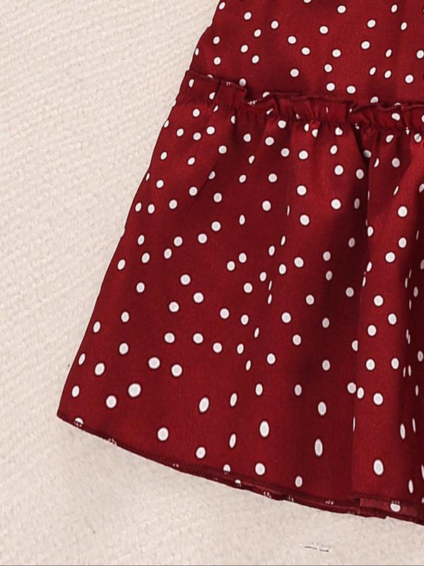 Girl's Polka Dot Print Dress, Casual Puff Sleeve Square Neck Dress for Summer, Kids Clothes for Daily Wear 5