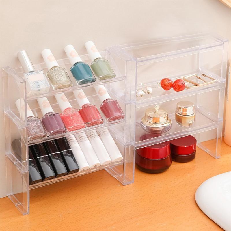 [mqs]Multifunction Clear Nail Polish Rack Cosmetic Display Stand Holder Manicure Tool Storage Organizer 0