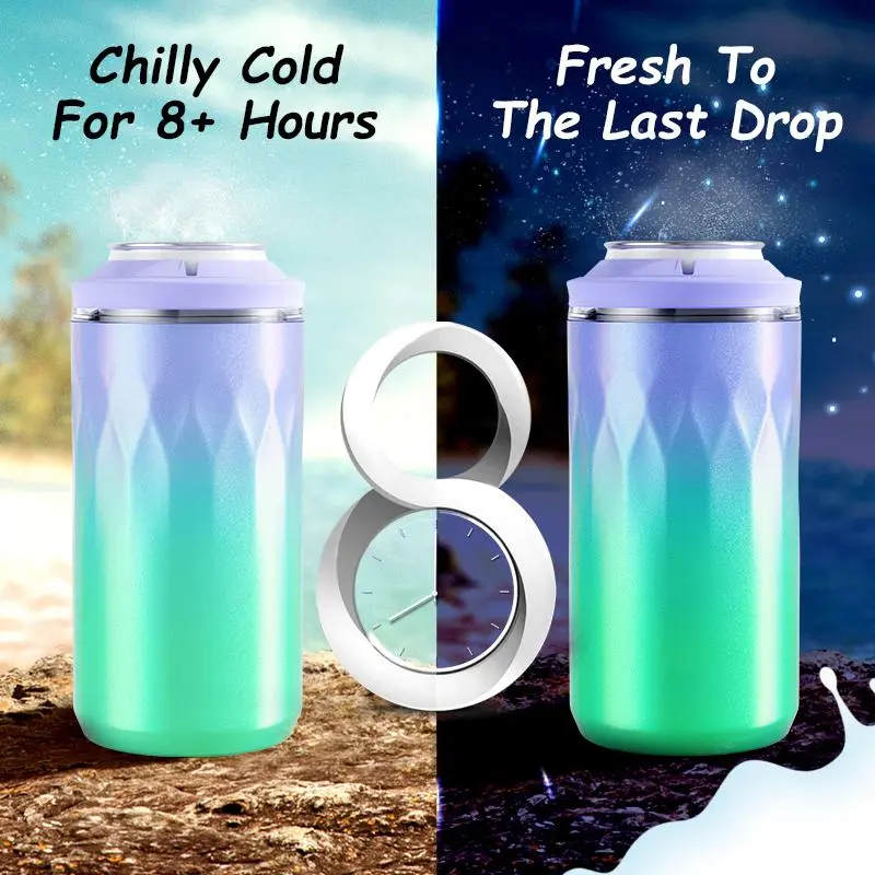 Can Shaped 12oz Vacuum Flask With Lid, 1 Count Double Wall Stainless Steel Vacuum Insulated Bottle For Cold Drink, Portable Water Bottle For Home Kitchen Office 4