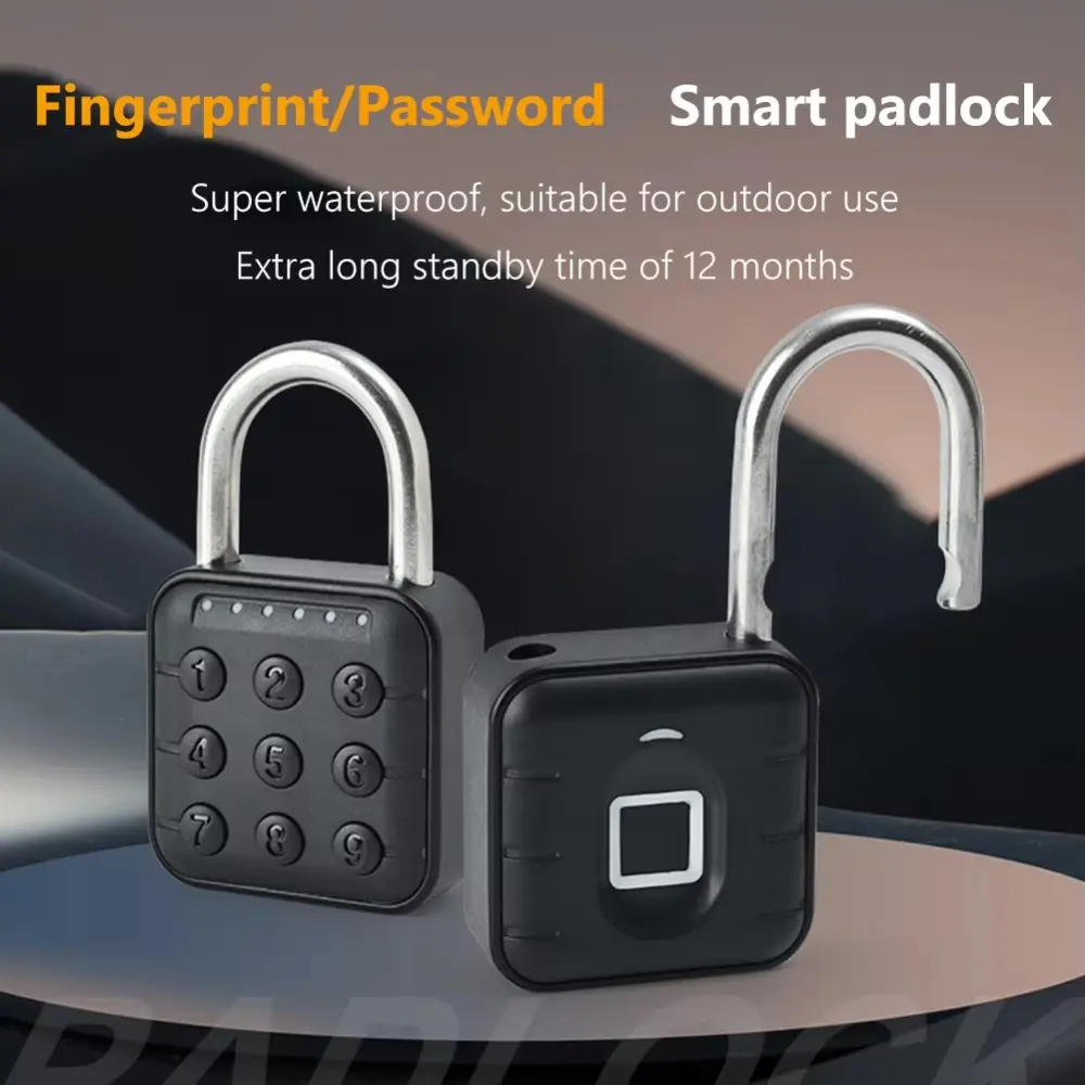 Portable Keyless Fingerprint Locker Lock Anti-Theft Waterproof Fingerprint Password Lock Battery-powered Security Smart Padlock Home