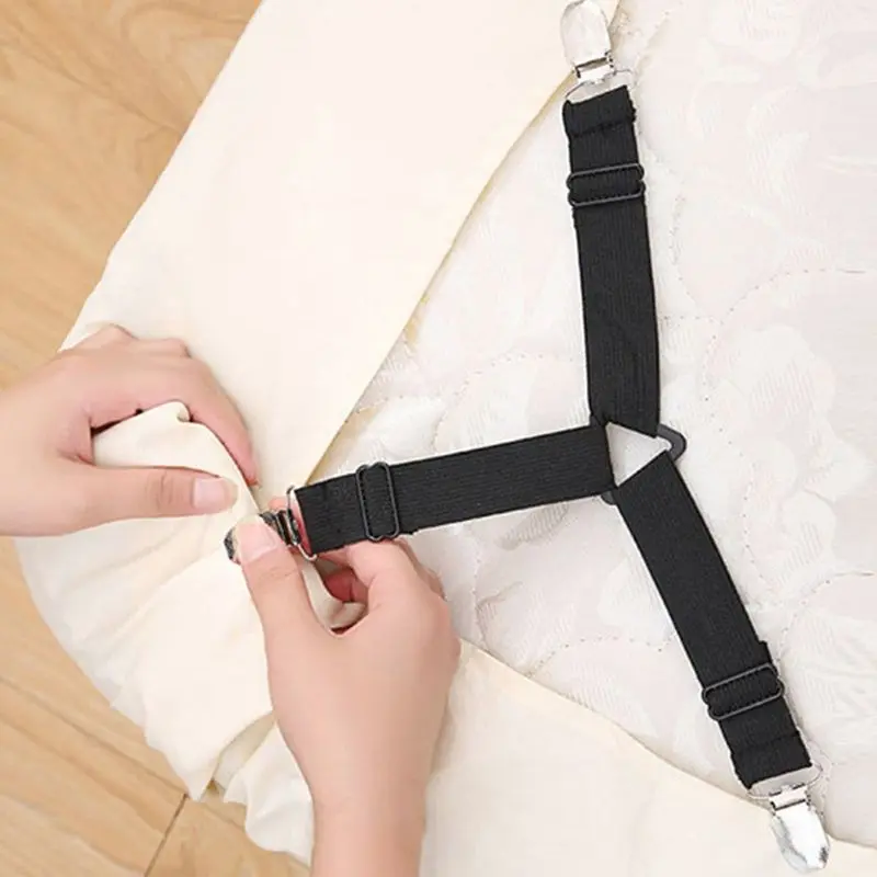 Dụng Cụ Cố Định Ga Trải Giường, Có Thể Điều Chỉnh, Hình Tam Giác, Chống Trượt, Bộ 4 Món, Thích Hợp Để Cố Định Ga Trải Giường, Khăn Trải Bàn Và Các Vật Dụng Khác