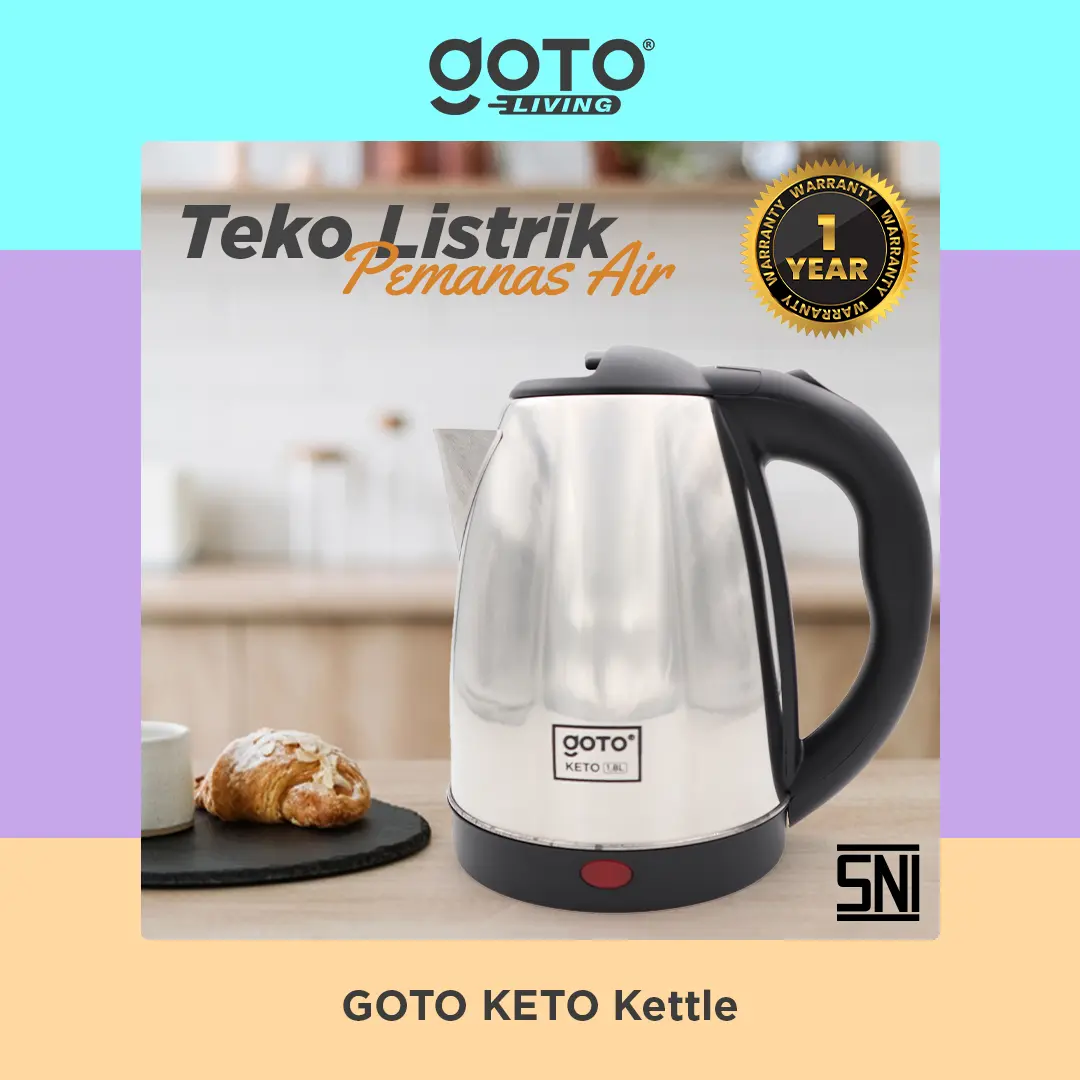 Goto [COD] Keto Kettle Pemanas Air Elektrik Stainless Steel 1.8L Listrik
