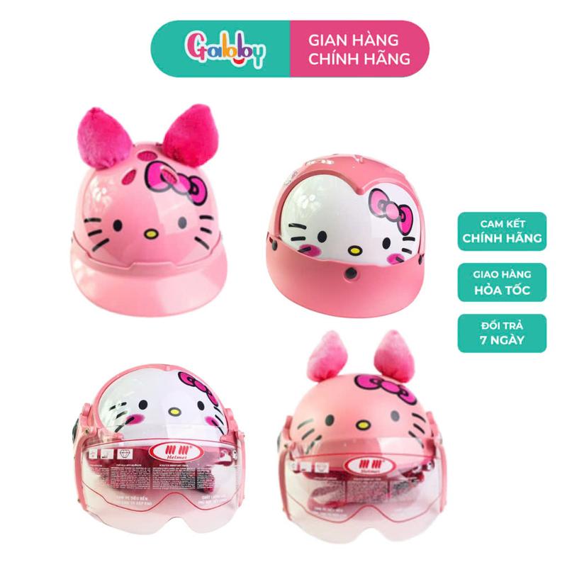 Mũ Nón Bảo Hiểm Trẻ Em Nhân Vật Hello Kitty Đáng Yêu Siêu Thoáng Nhẹ Cho Bé Có Kính Không Kính Kem Voi mèo