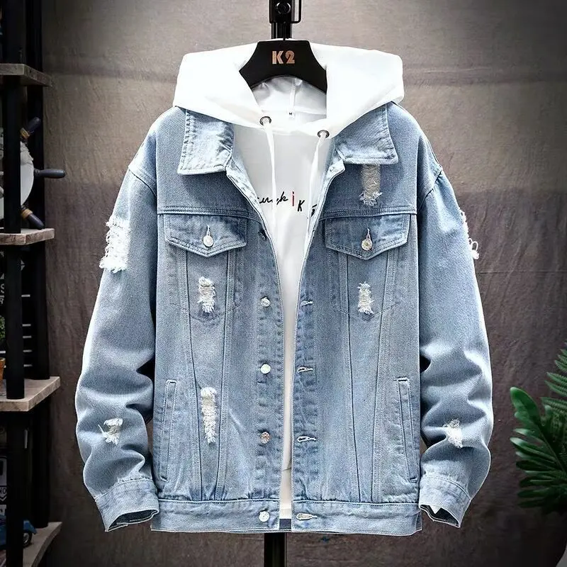 2025 Men's Denim Jacket New Spring Autumn Korean Style Trendy Stylish Student Casual Jacket Loose Fit Top