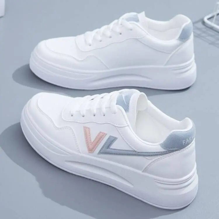 Kasut Putih Bernafas, INS, Untuk Wanita, Bahan Kulit, Koleksi Musim Bunga dan Musim Luruh 2024, Gaya Korea, Sesuai untuk Pelajar, Kasut Papan Skate, Kasut Platform, Untuk Wanita Shoes Casual
