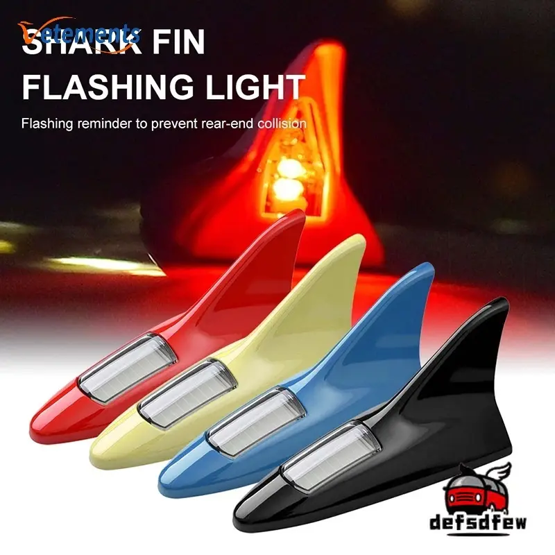 COD 24-hour shipping Shark Fin Modeling Automatic Switch Car Warning Lamp/ Portable Solar Powered Anti-Collision Taillight/ Vehicle Anti-Chase Flashing Safety Light