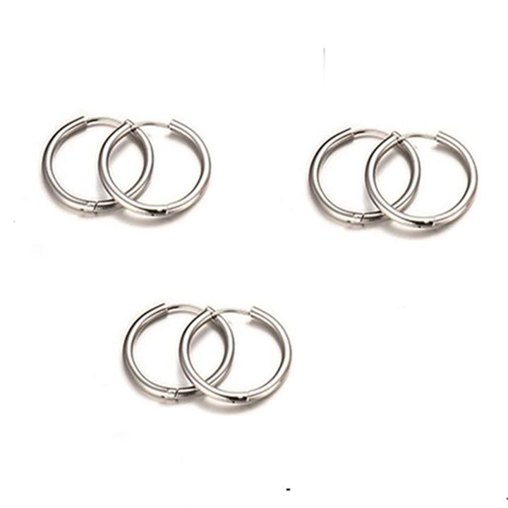 Khuyên tai nam - Bông tai inox nam 1 cặp đẹp thời trang thép không gỉ kiểu khoen tròn trangsucpt màu trắng PTBTNA155 Cao Su Phụ Kiện Titan Chain Trang Sức Jewelry trang sứ bông tainam